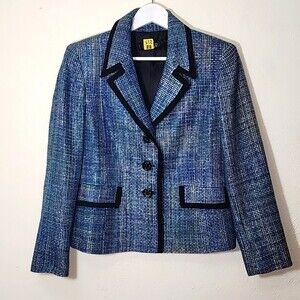 Kasper metallic tweed fully lined silk mix blazer size 10 P